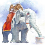 Marie Natale's watercolor painting of Lucy the Elephant